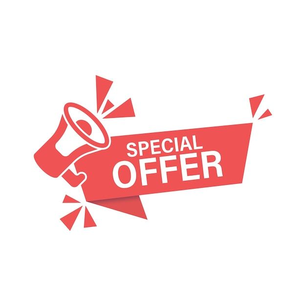 Special offer label icon in flat style megaphone with discount vector illustration on isolated background sale sign business concept _ Premium Vector.jpeg
